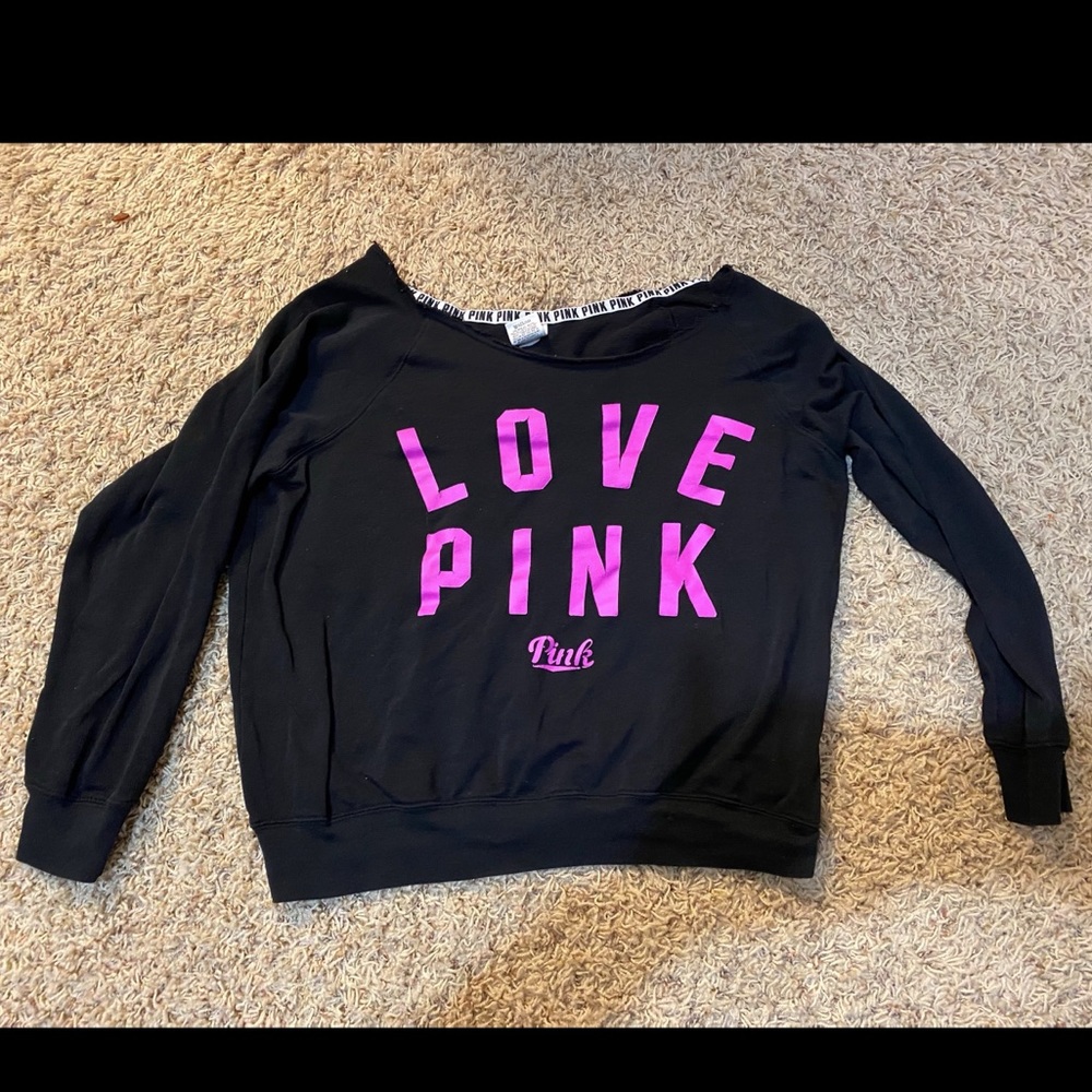 PINK cut off crew neck sweat shirt